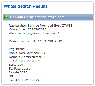 The SSL Store Whois Record